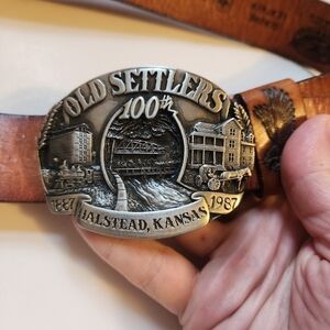 Vintage Halstead Kansas Belt 1987 Old Settlers Warkentin Barn Centennial belt 38